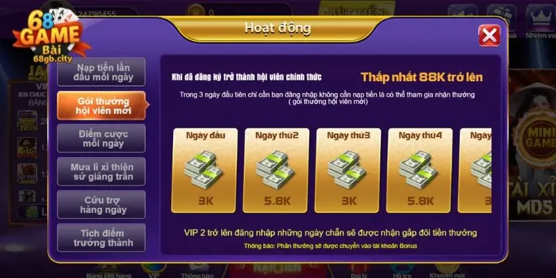 Đăng ký đăng nhập 3 Khuyến mãi dành cho tân binh khi đăng ký thành công